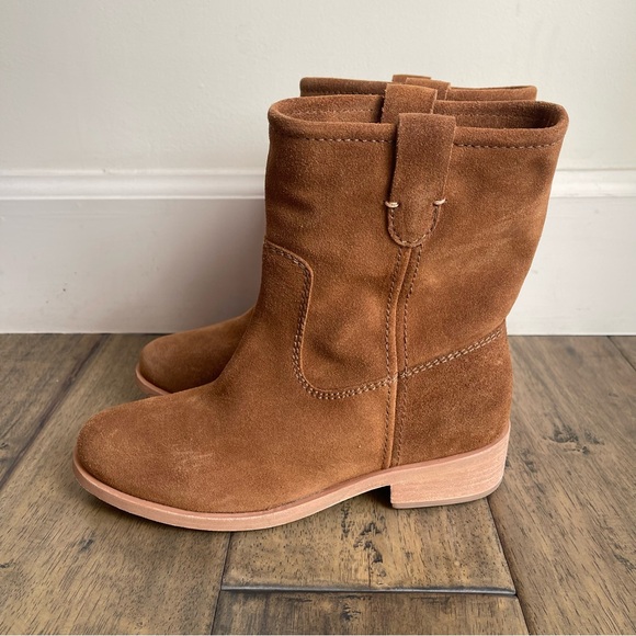 BEEK Grouse Slouch Boots in Chestnut Brown Suede Pull On 6 - Picture 4 of 9